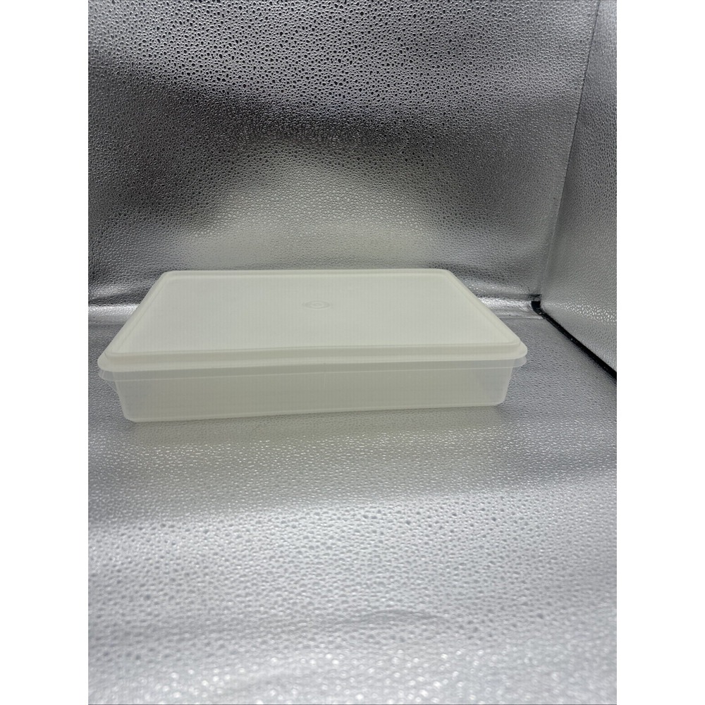 Vintage Tupperware Sheer Rectangular Container  9x13 White W/Lid USA